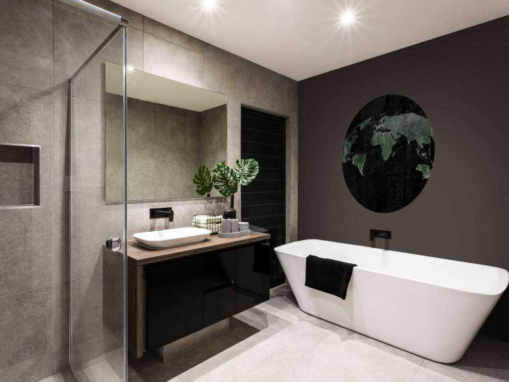 Green world map on concrete