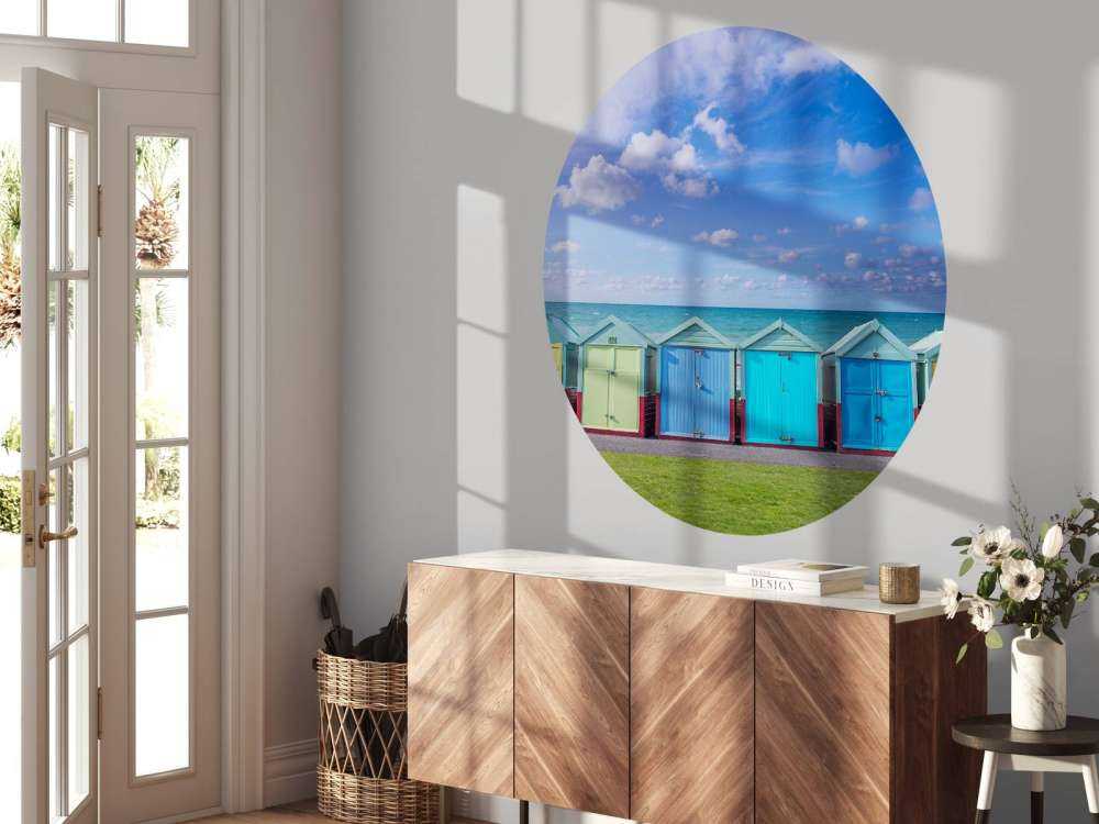 Colourful beach huts