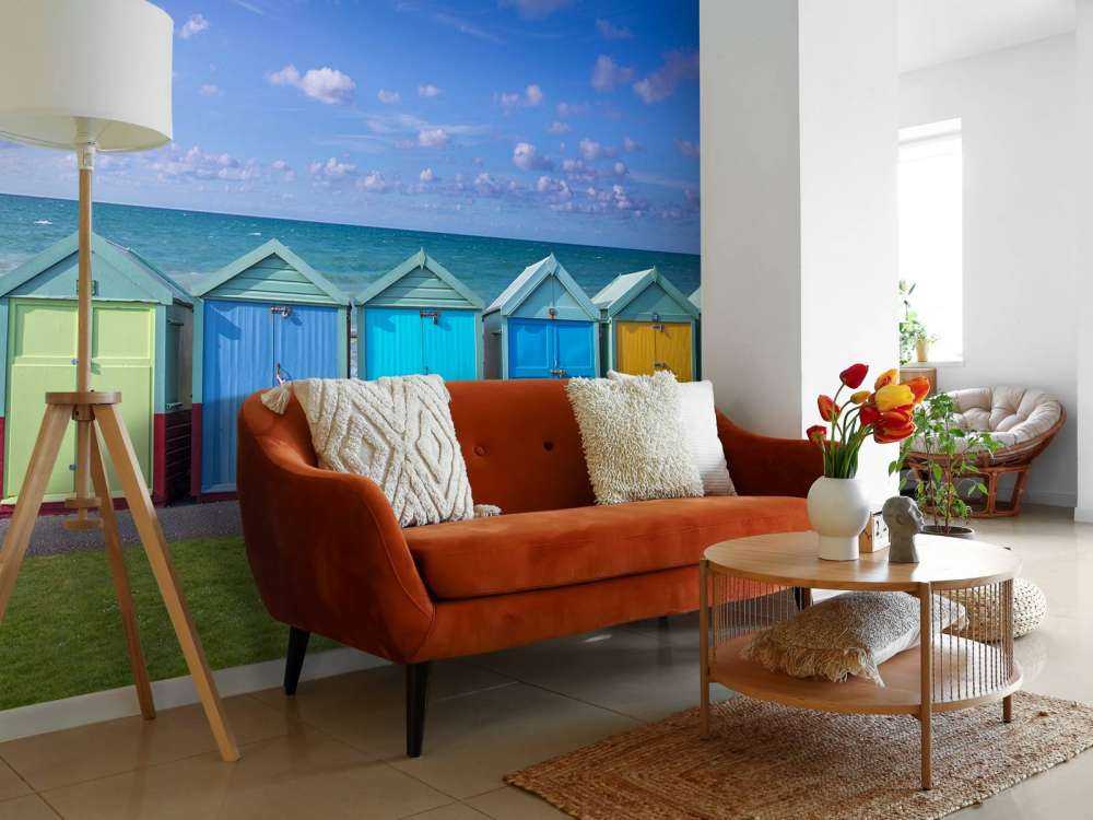 Colourful beach huts