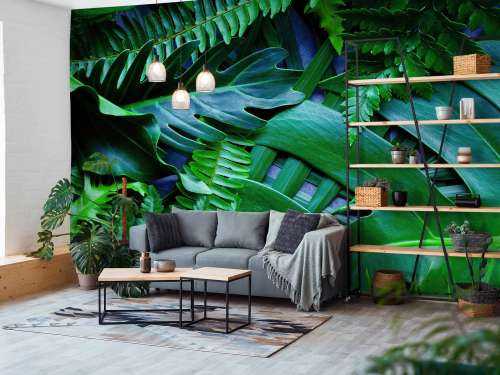 Green jungle leaves