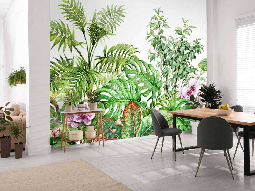 Tropical plants in watercolour