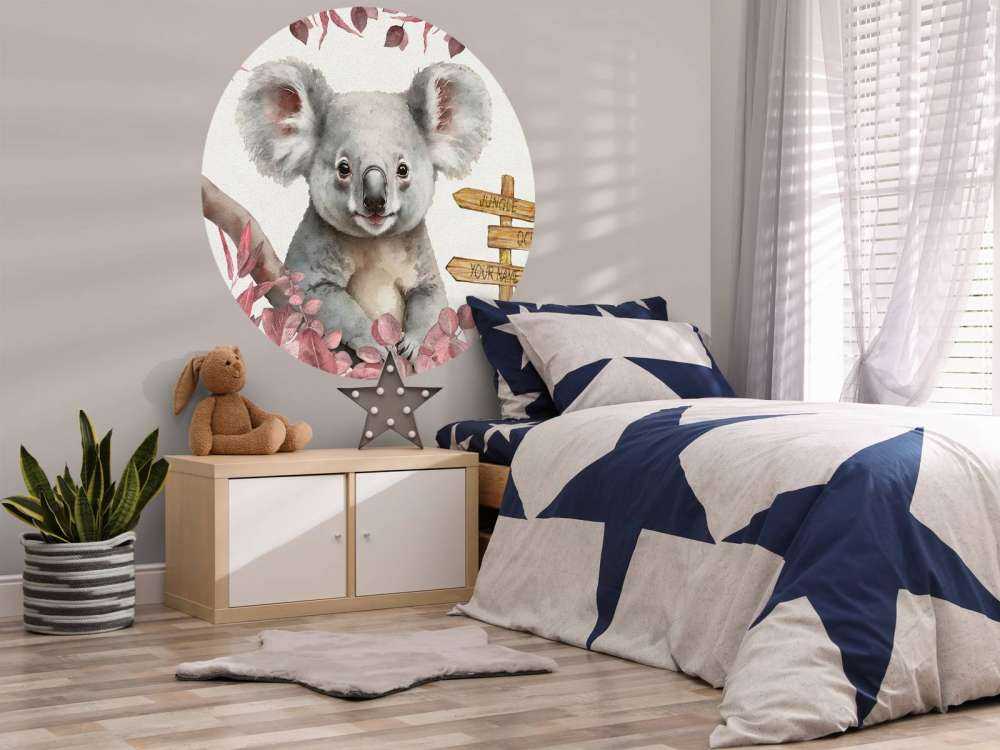Baby koala in the jungle pink