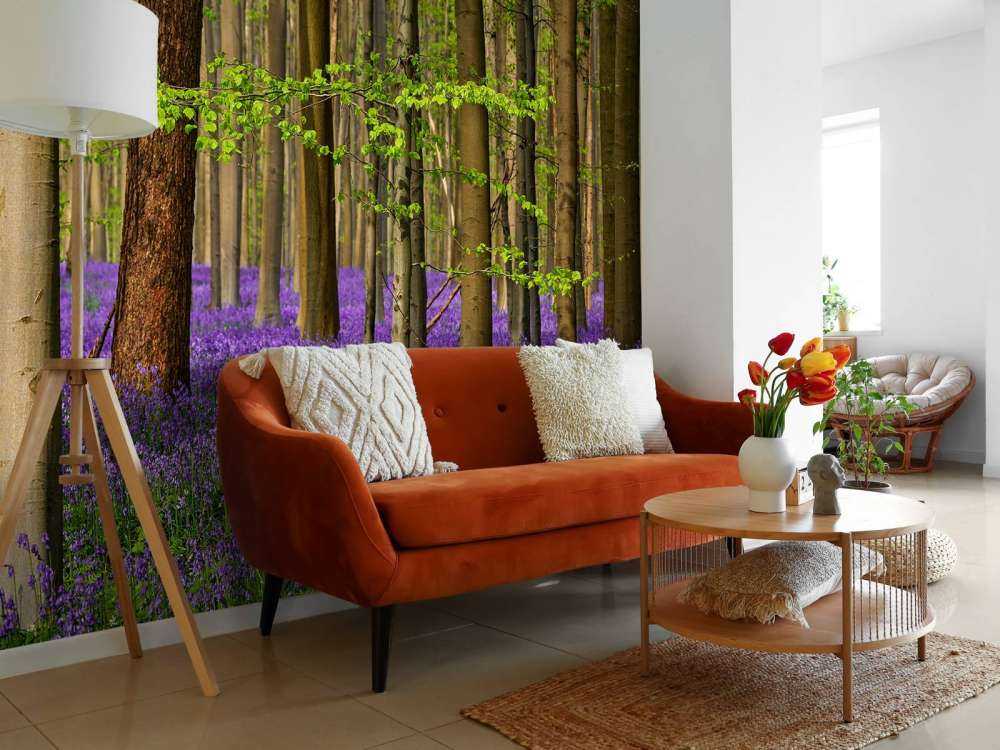 Forest with purple flowers