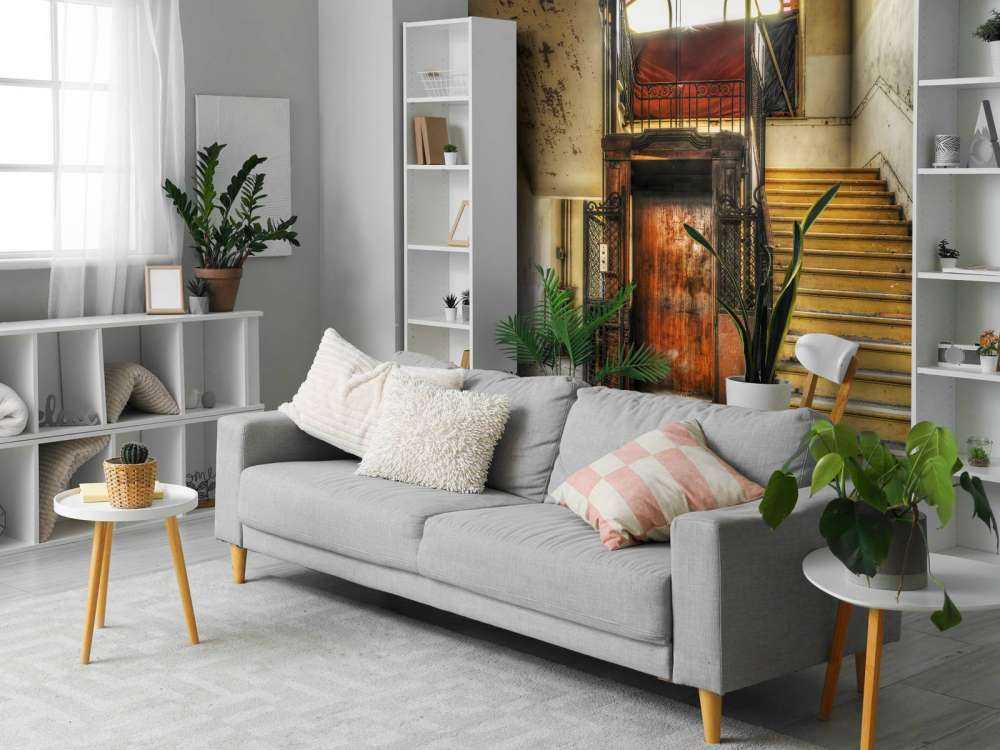 Abandoned hotel lobby