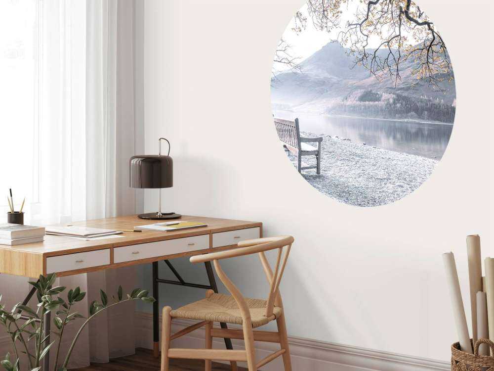 Bench by a quiet lake