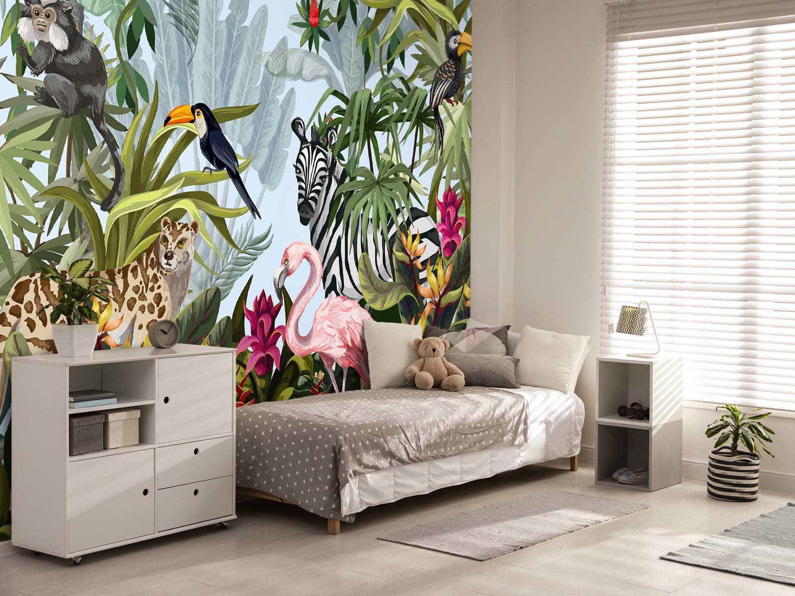 Colourful jungle with animals