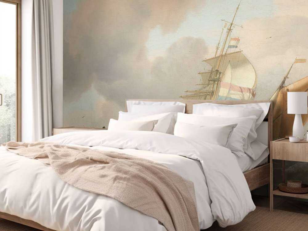 Rocky sea with ships