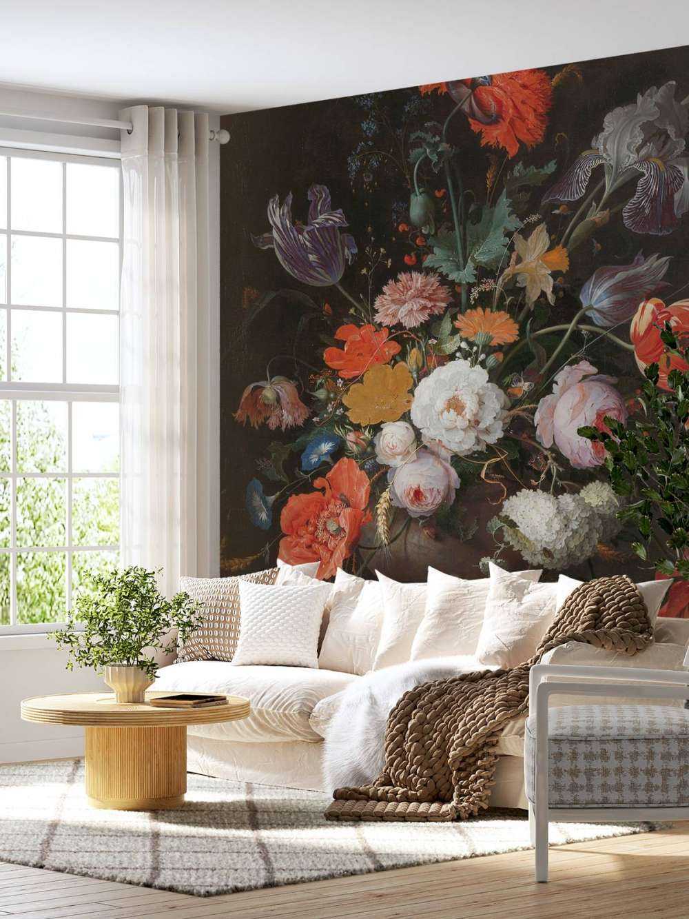 Still life with flowers and a watch