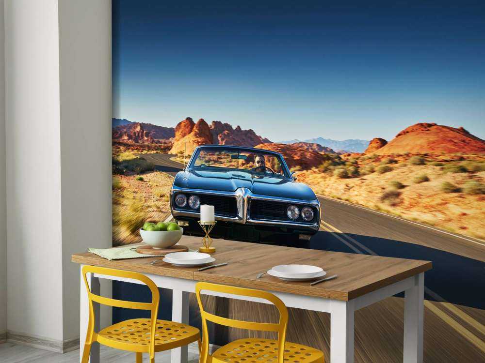 Muscle car in an American landscape