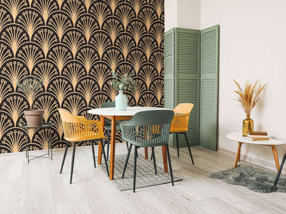 Gold art deco flowers