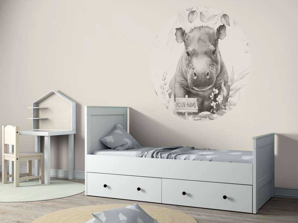 Baby hippo in the jungle beige