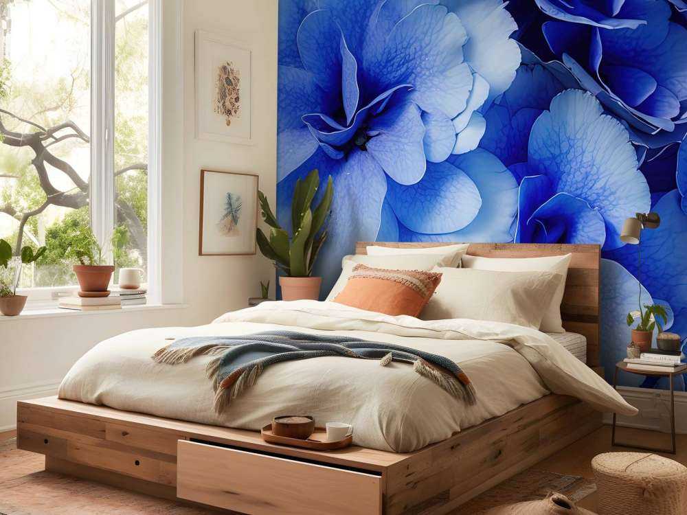 Close-up of blue hydrangeas