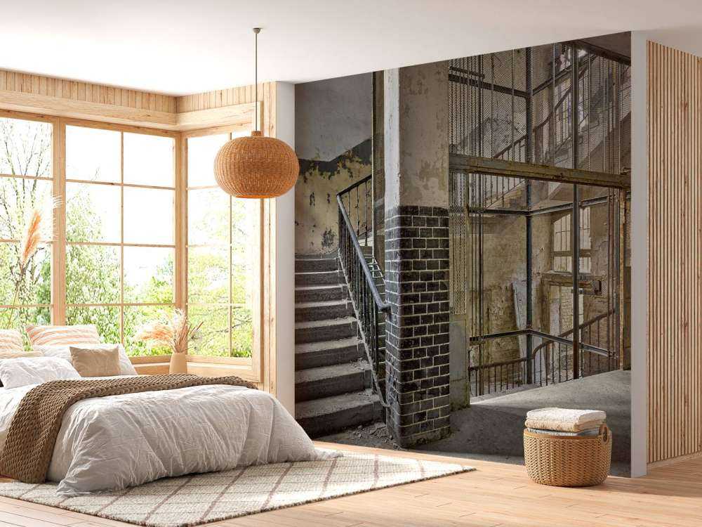 Old lift shaft with stairs