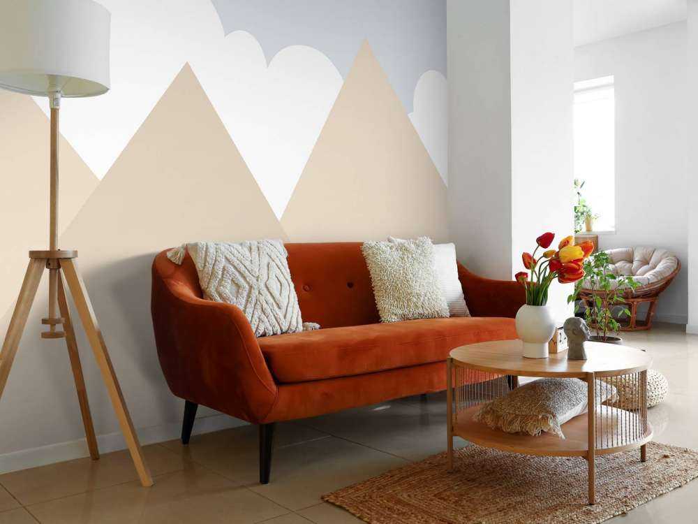 High mountains with hot air balloons