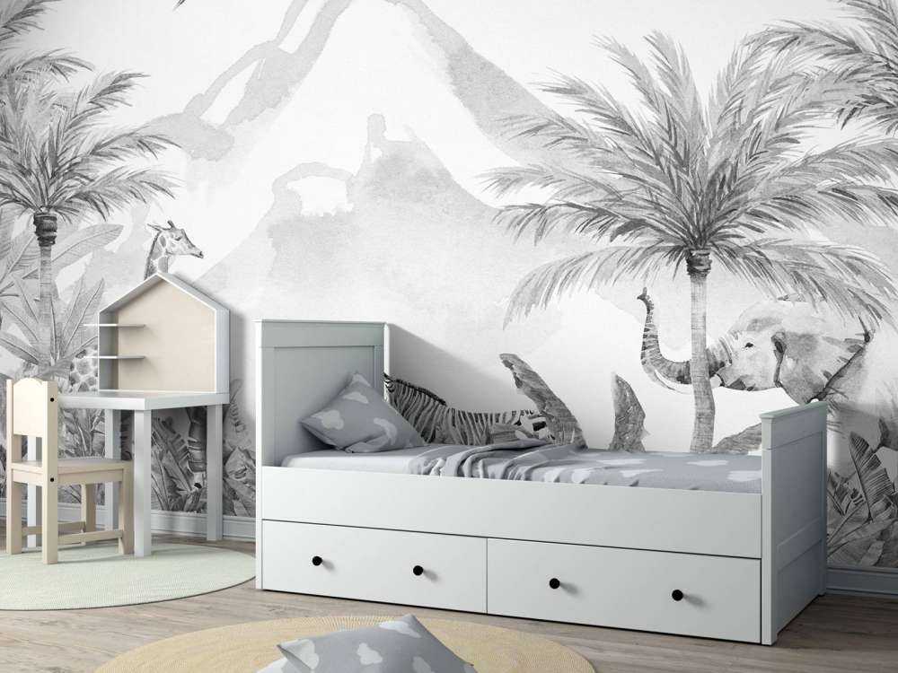 Jungle animals in black and white