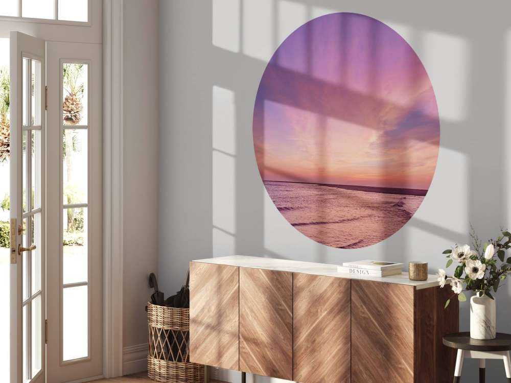 Beach with pink sunset