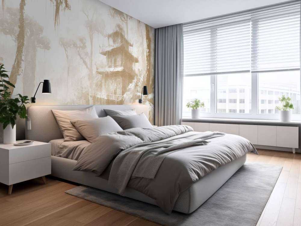 Hidden Hut in Misty Forest, taupe