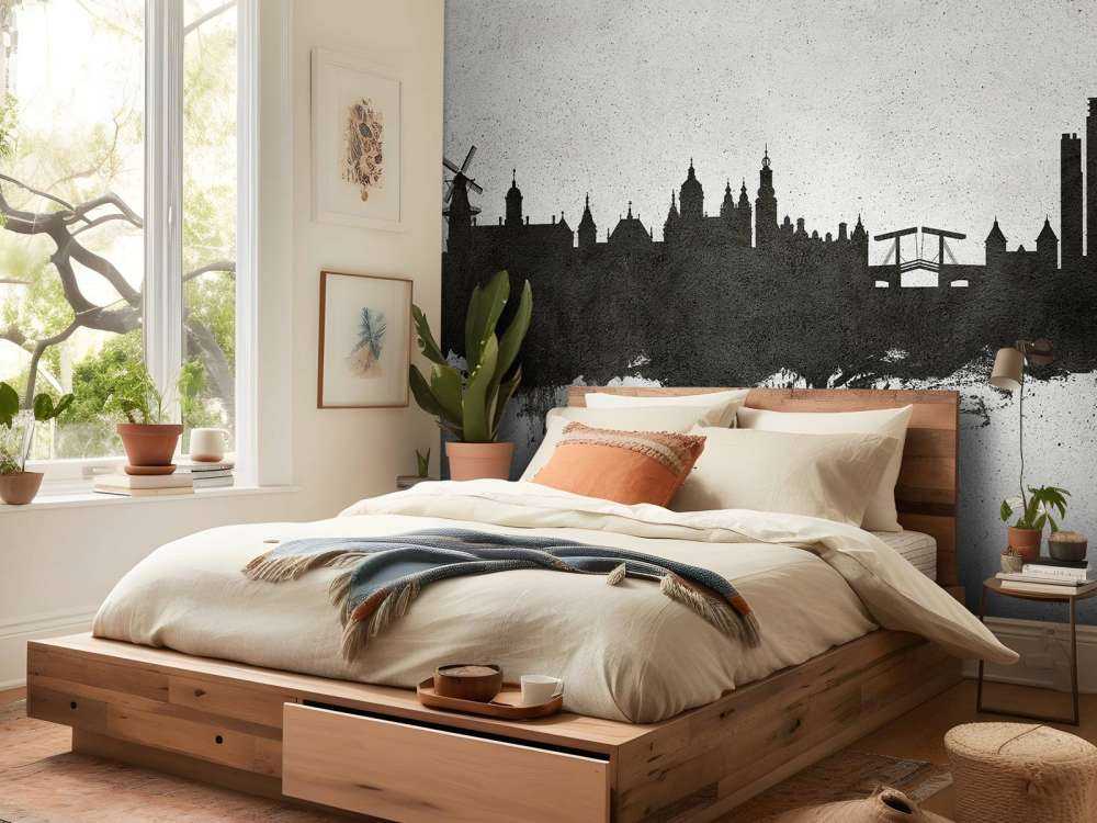 Watercolor skyline, Amsterdam