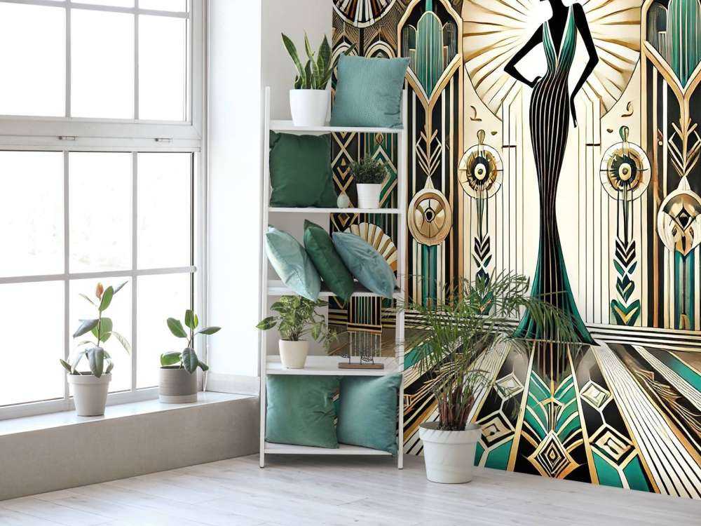 Vintage Elegance Scene in Art Deco