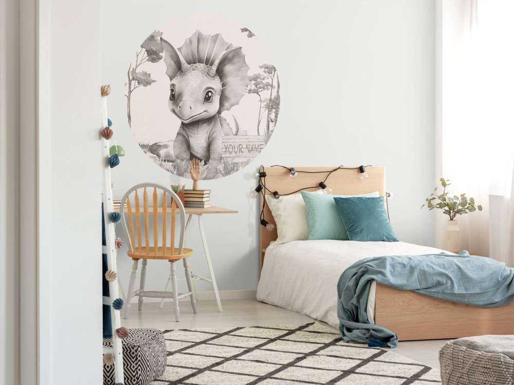 Baby triceratops in the beige jungle