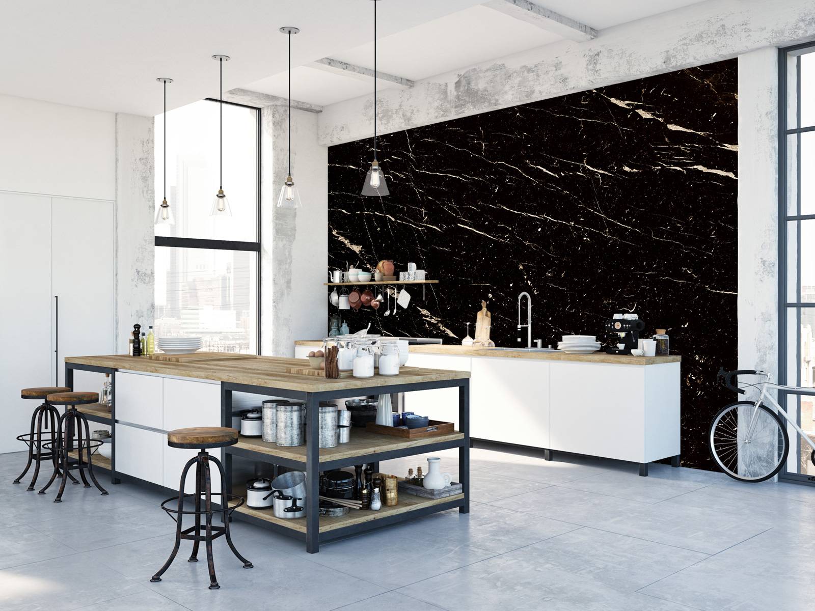 Dark marble with light structure