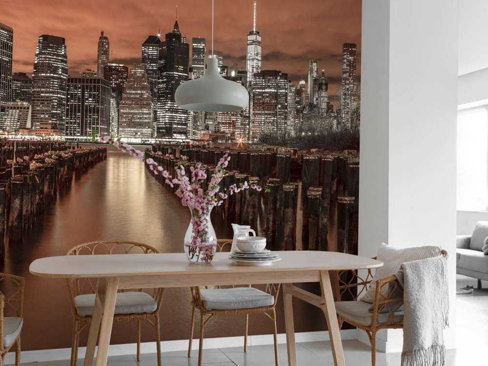 Manhattan skyline with breakwaters