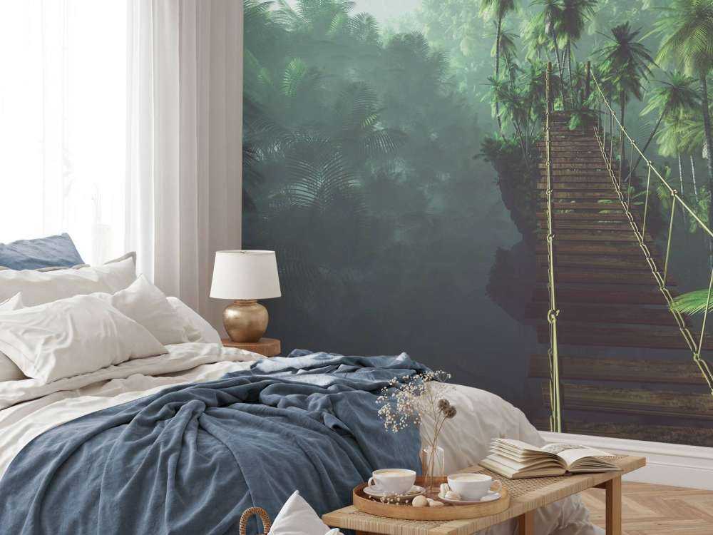 Rope bridge in the mist