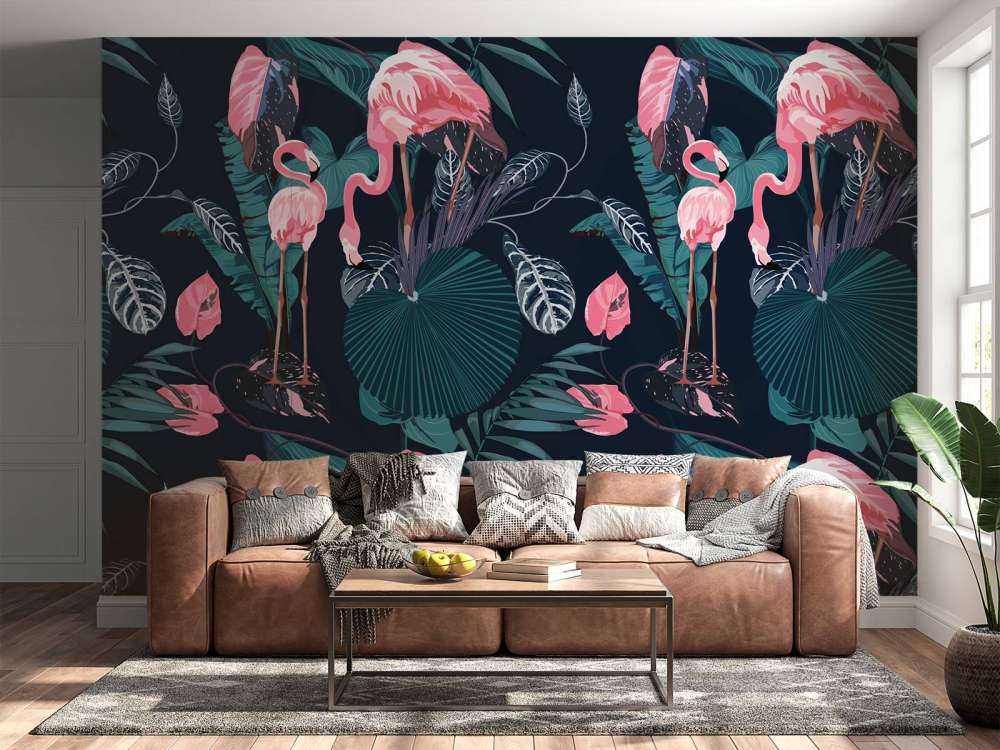 Wild pink flamingos