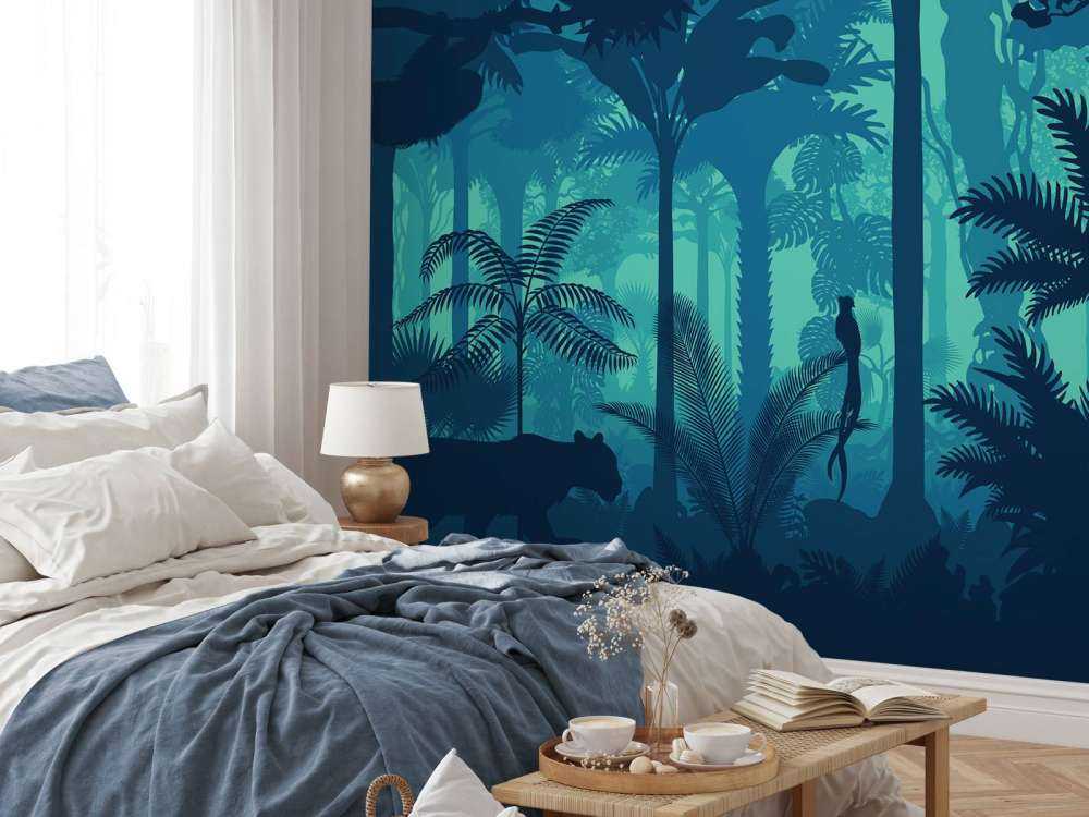 Blue jungle silhouette