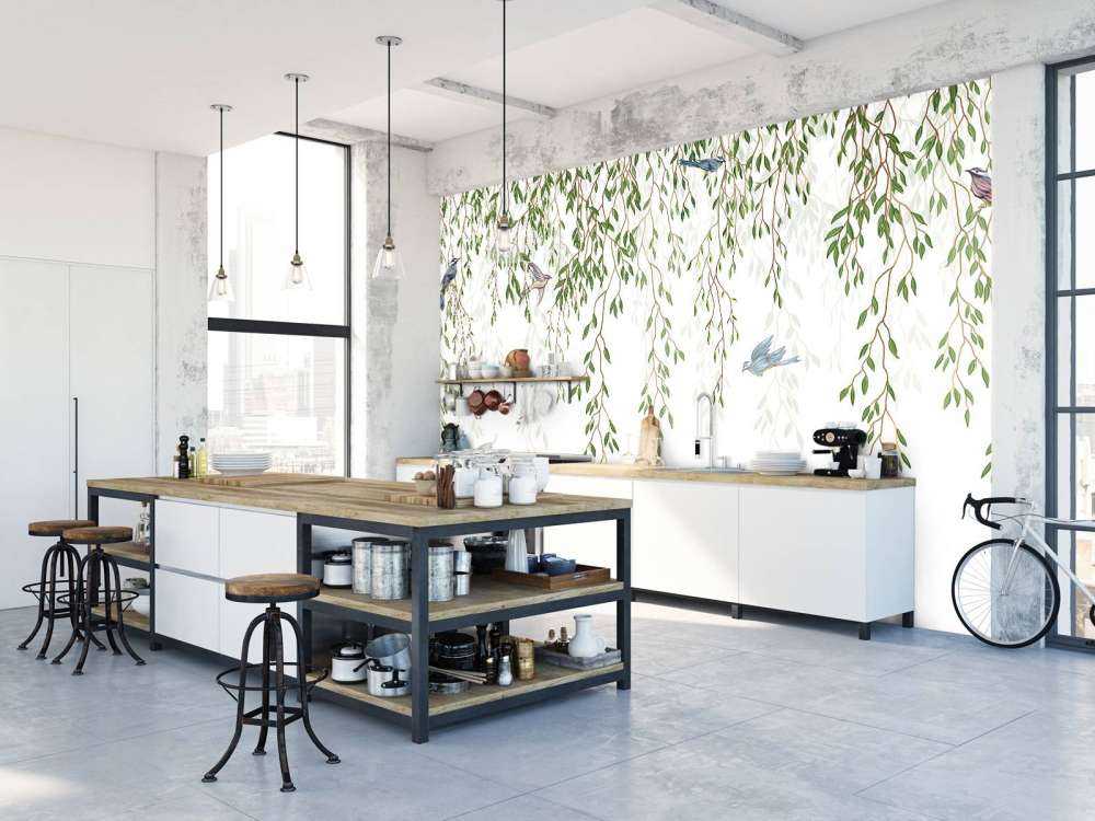 Hanging branches and birds