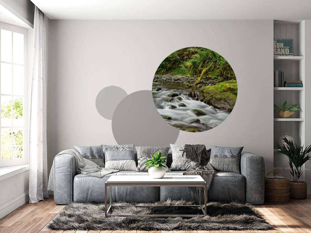 Green rock with river 