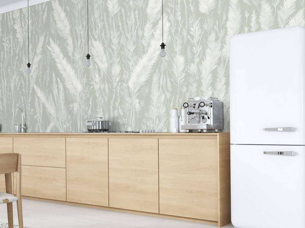 Wall of field grasses - green