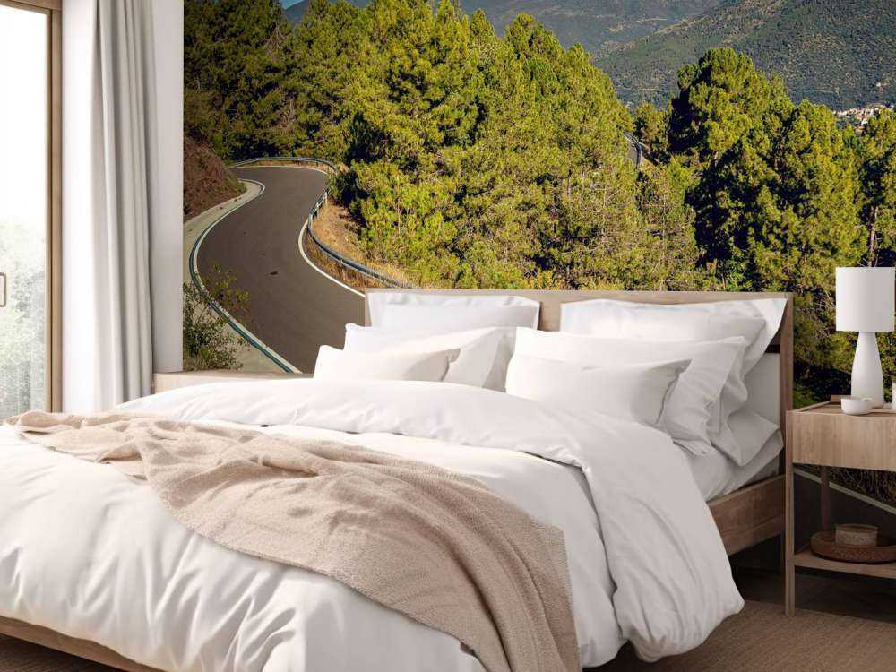 Lime green BMW on mountain road