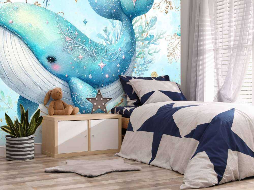 Magical whale in ocean dreams