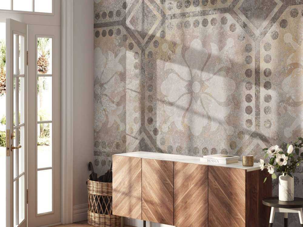 Bloemen illustratie in beige