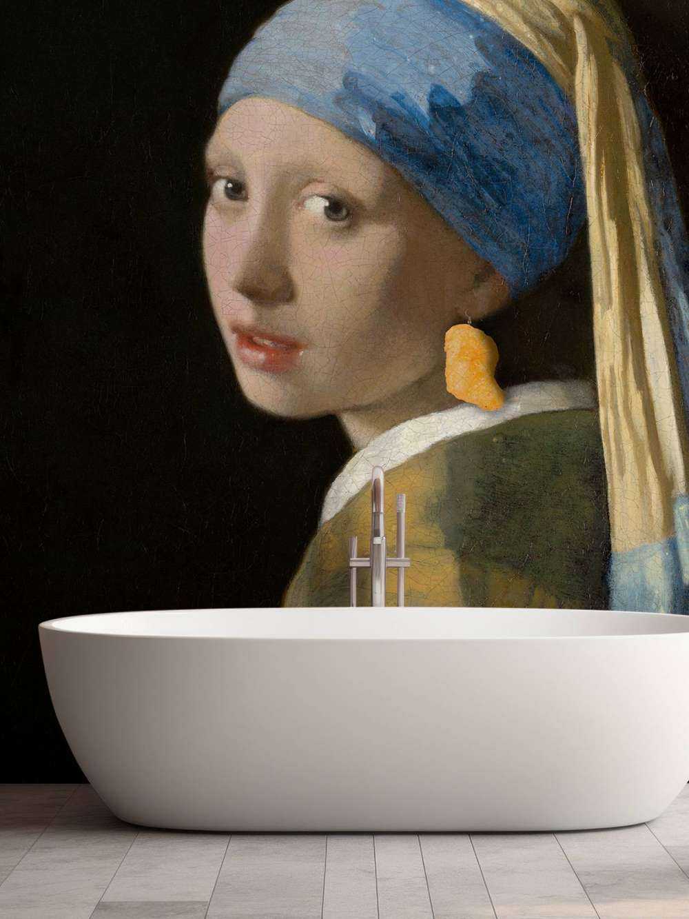 Girl with chicken nugget