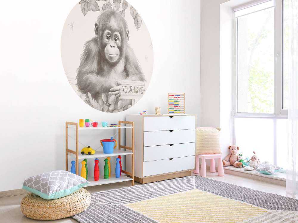 Baby orangutan in the jungle beige