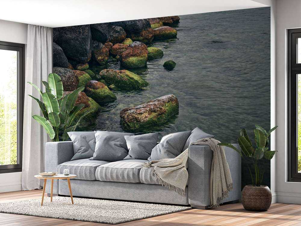 Rocks at mountain lake