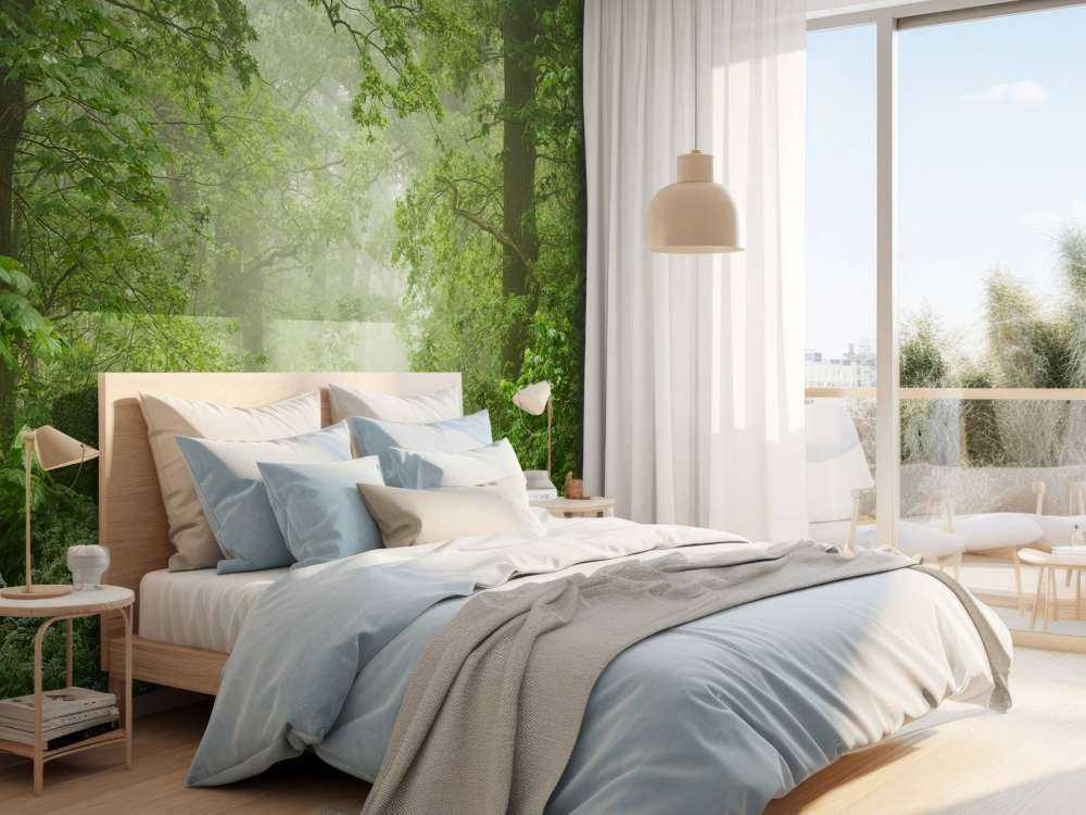 Misty forest with path