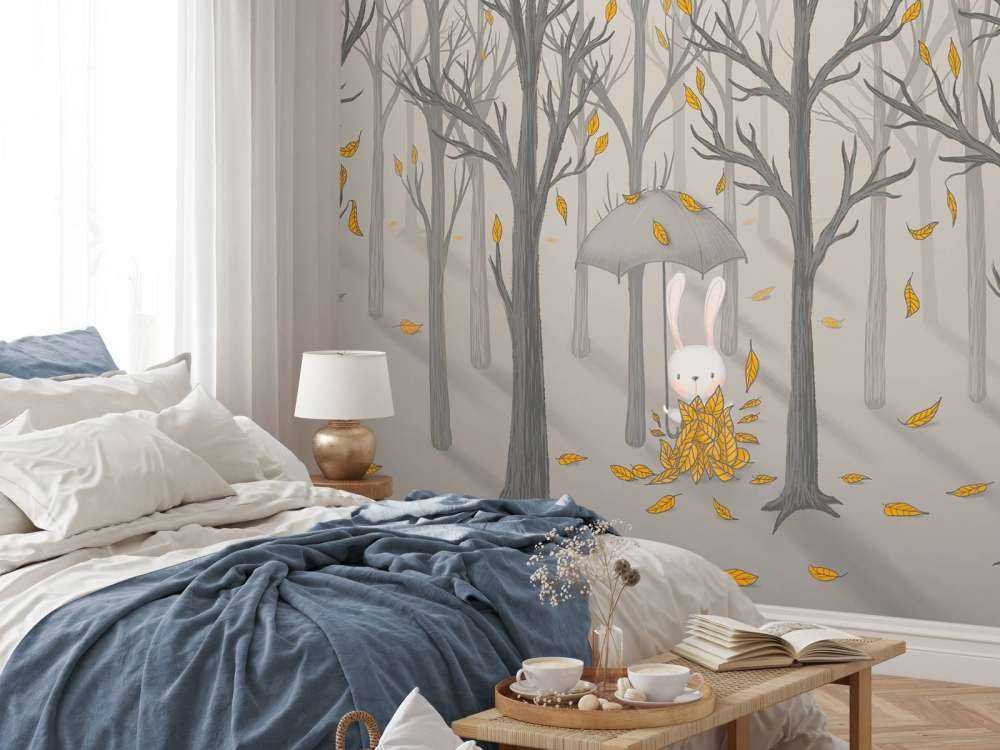 Rabbit under the leaves