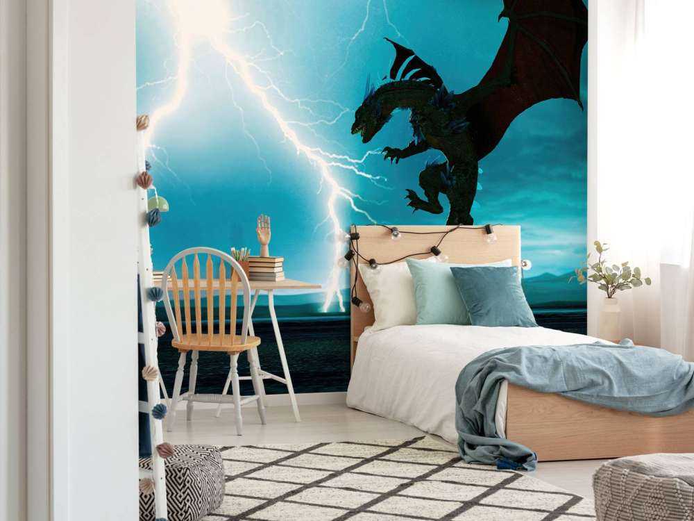 Dragon at thunderstorm