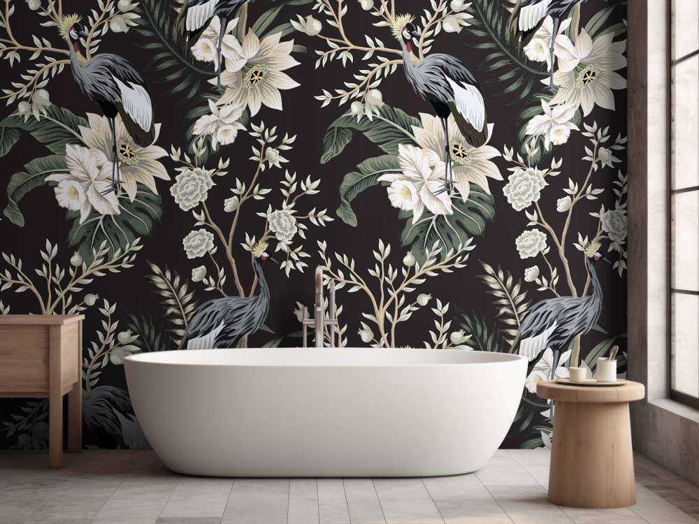 Kraanvogels tussen de bladeren