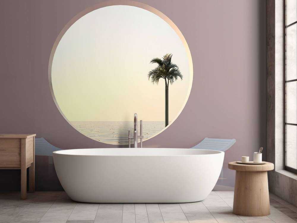 Pink wall with circle