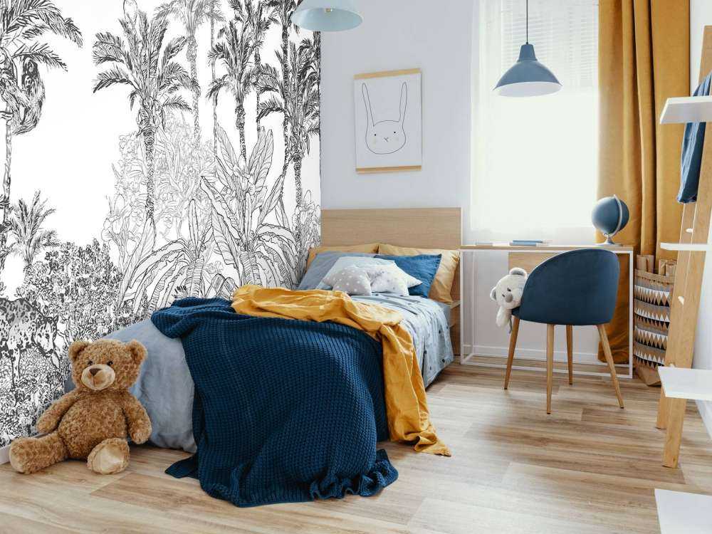 Drawn jungle in black and white