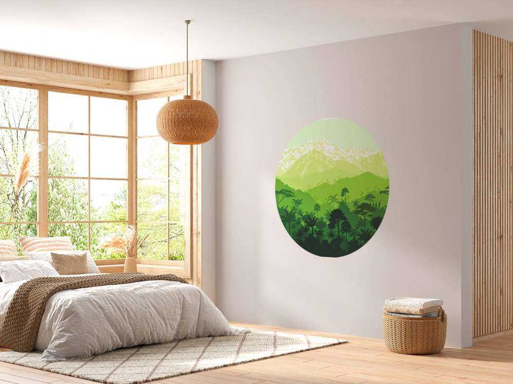 Jungle trees and high mountains