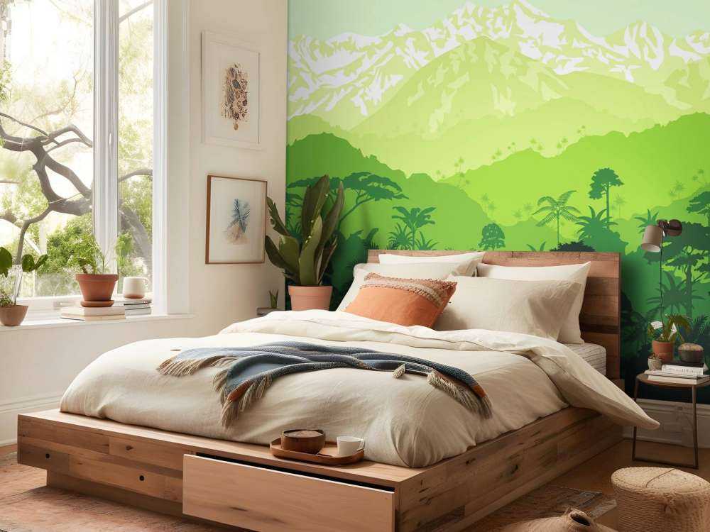 Jungle trees and high mountains