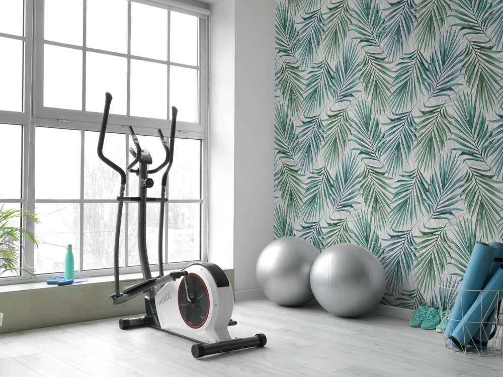 Blue and green palm leaves