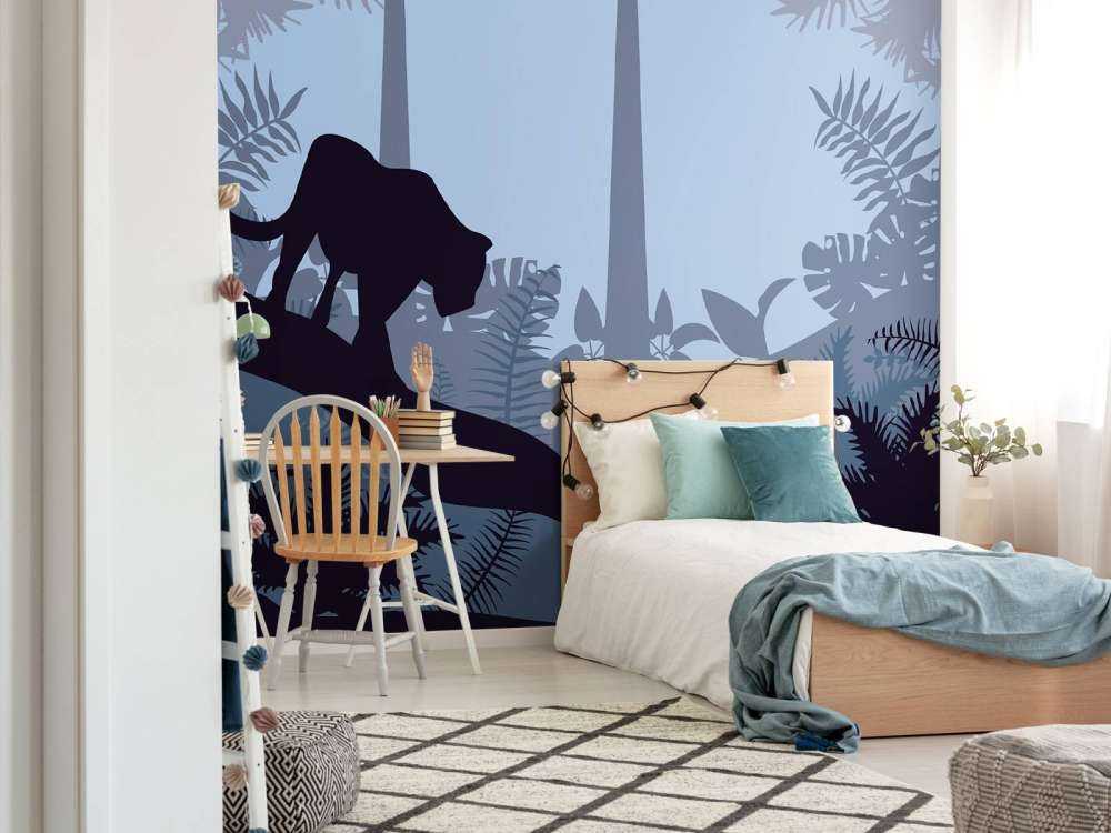 Leopard in a blue jungle