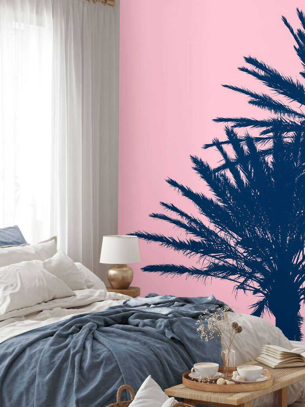 Palm trees with pink background