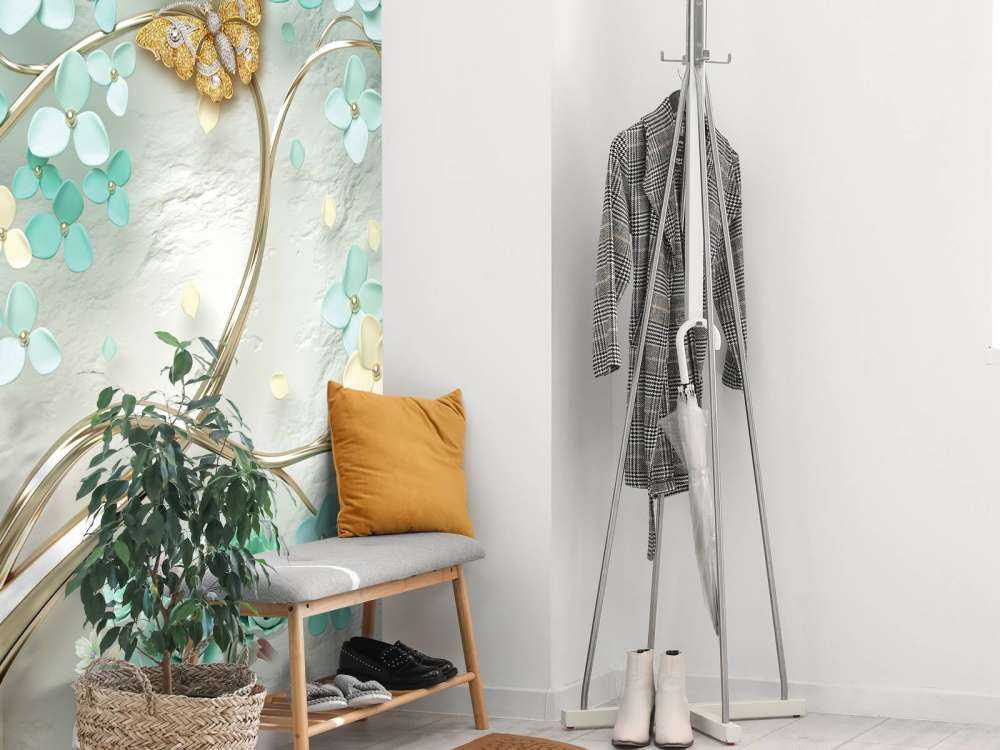 Golden fantasy tree with green flowers